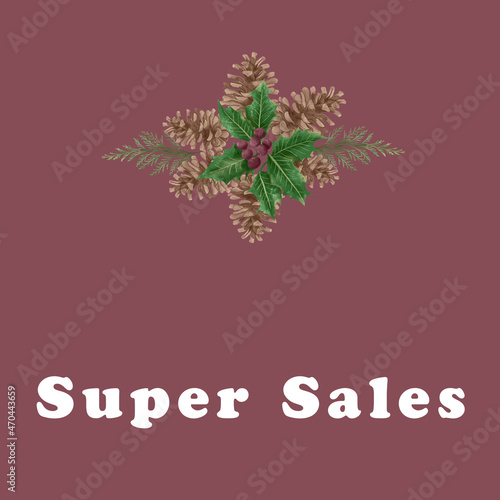 Super Sales autumn banner with pinecones for instagram