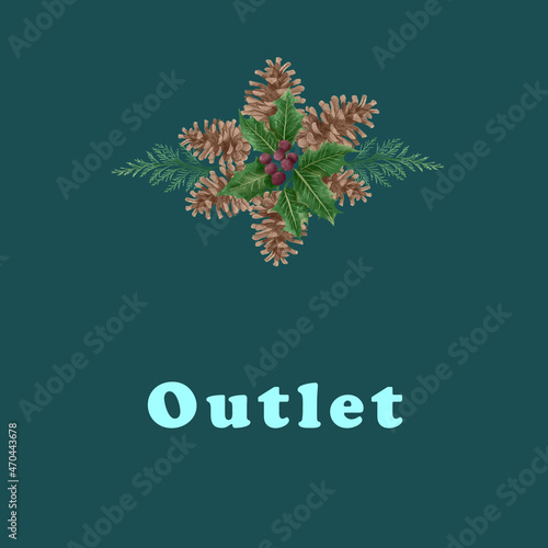 Outlet trendy banner autumn winter emerald