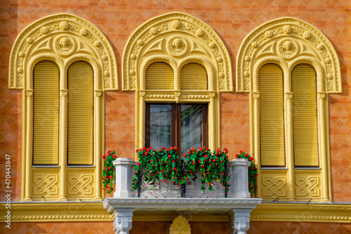 Balcony decorated with ornaments from the Austro-Hungarian period 
