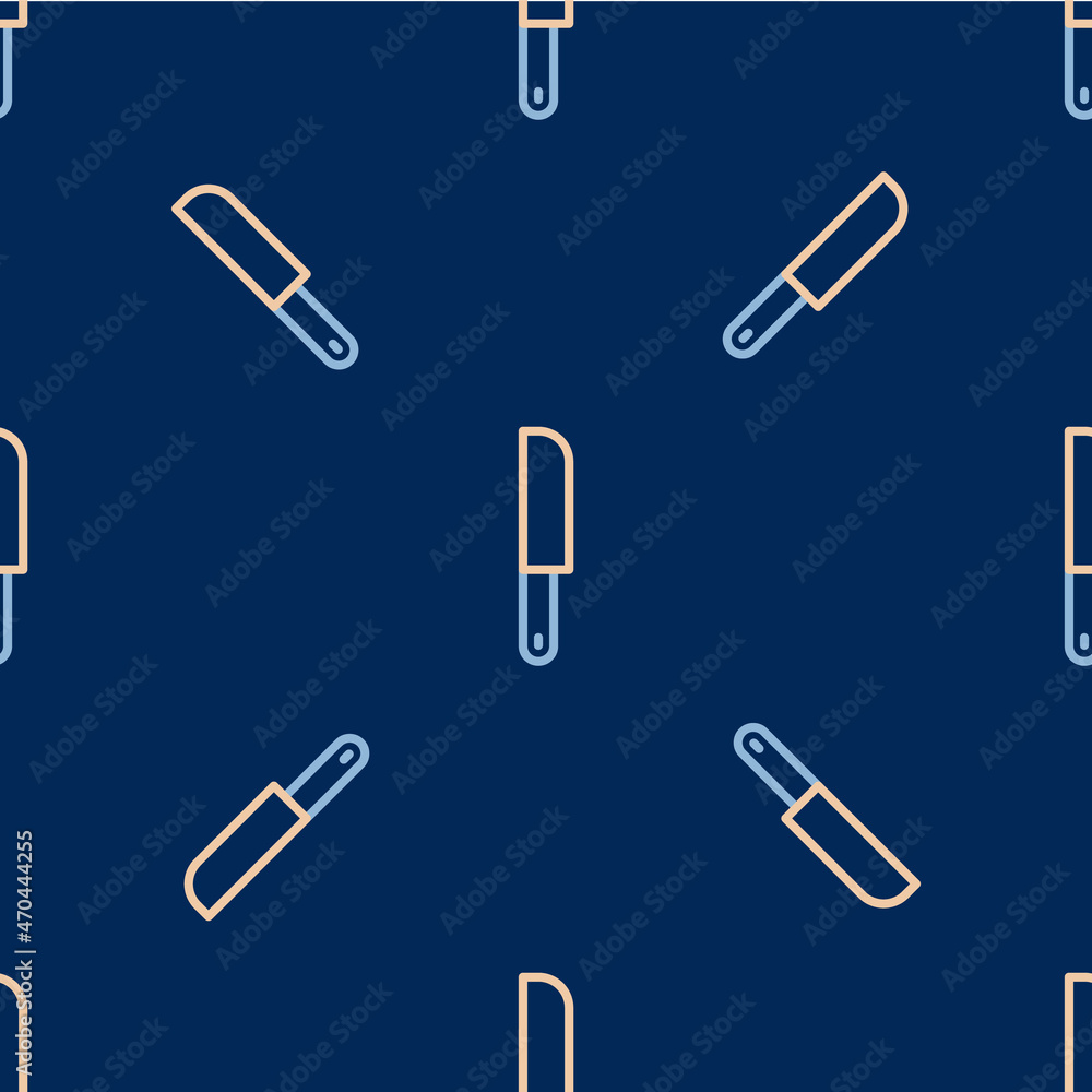 Line Knife icon isolated seamless pattern on blue background. Cutlery symbol. Vector Line Knife icon isolated seamless pattern on blue background. Cutlery symbol. Vector