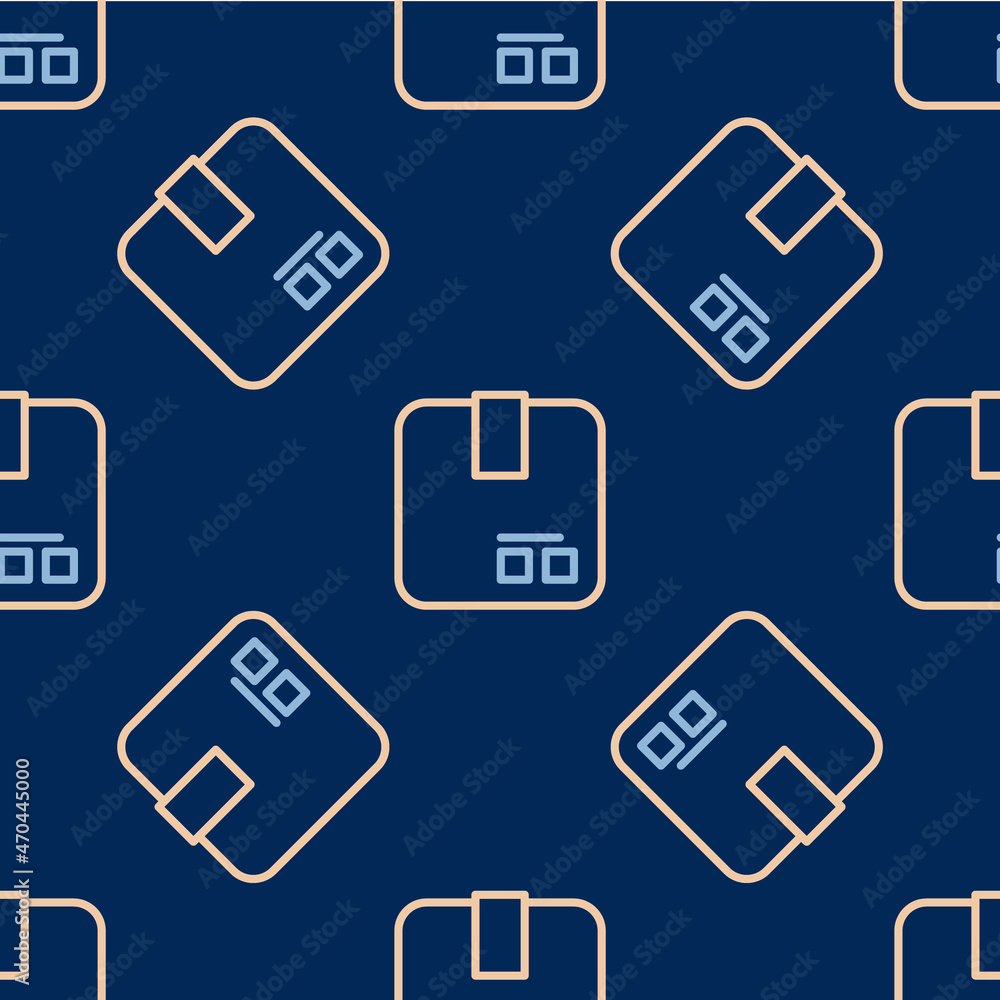 Line Carton cardboard box icon isolated seamless pattern on blue background. Box, package, parcel sign. Delivery and packaging. Vector Line Carton cardboard box icon isolated seamless pattern on blue background. Box, package, parcel sign. Delivery and packaging. Vector