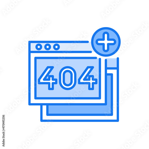404 Error vector blue colours Icon Design illustration. Web And Mobile Application Symbol on White background EPS 10 File
