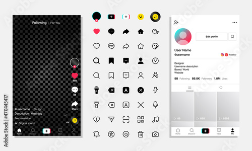 tik tok screen  social media interface application icons