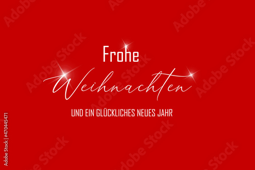 Schöne rote Weihnachtskarte oder Hintergrund mit dem Gruß Frohe Weihnachten und ein glückliches neues Jahr