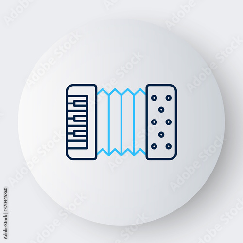 Line Musical instrument accordion icon isolated on white background. Classical bayan, harmonic. Colorful outline concept. Vector