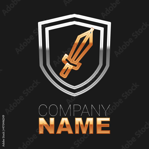 Line Sword for game icon isolated on black background. Colorful outline concept. Vector