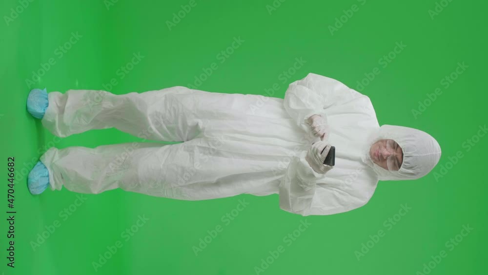 Full Body Of Asian Man Wearing Personal Protective Equipment Uniform Ppe And Use Mobile Phone Then Celebrating In The Green Screen Studio
Full Body Of Asian Man Wearing Personal Protective Equipment Uniform Ppe And Use Mobile Phone Then Celebrating In The Green Screen Studio