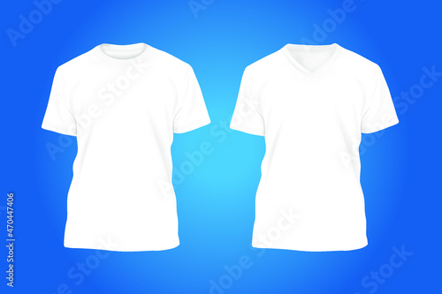 Men's white t-shirt with short sleeve mockup. Front view. Vector template.