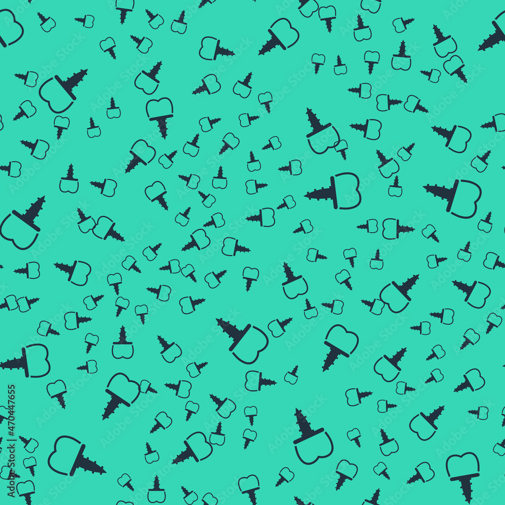 Black Dental implant icon isolated seamless pattern on green background. Vector Black Dental implant icon isolated seamless pattern on green background. Vector