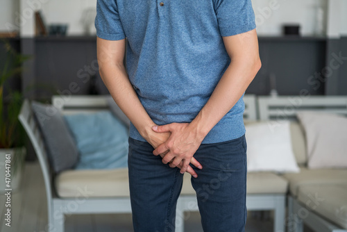 Quadro em tela Male fertility concept, pain in prostate, man suffering from prostatitis or from