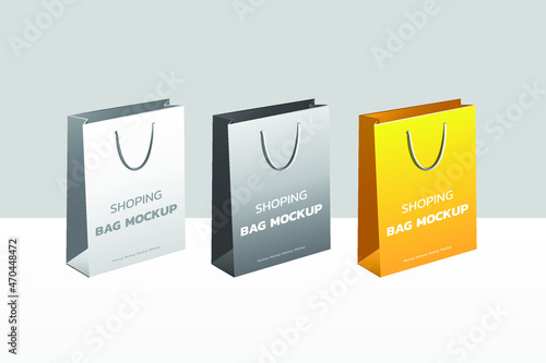 Shopping bag mockups 3d. blank white. Vector illustration