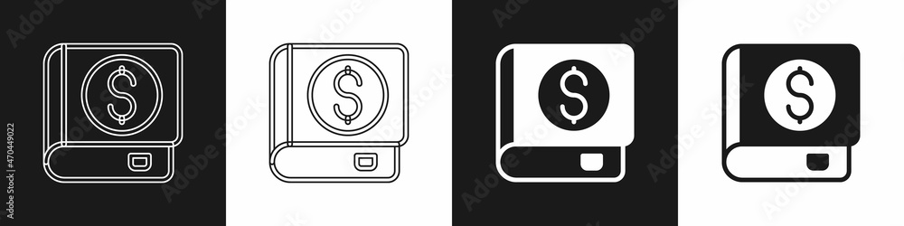 Set Financial book icon isolated on black and white background. Vector Set Financial book icon isolated on black and white background. Vector