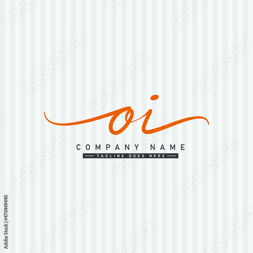 Initial Letter OI Logo - Handwritten Signature Style Logo