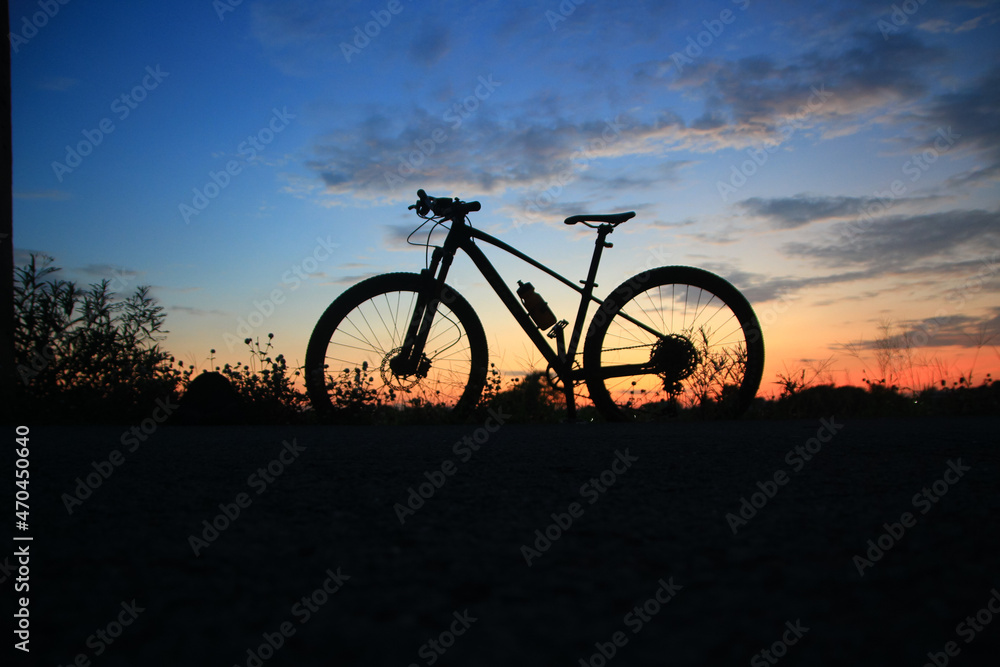 Obraz premium bicycle on sunset background