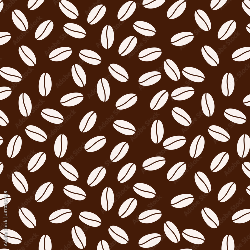 Seamless Coffee Bean Pattern on dark Background. Vector pattern in flat design. Seamless Coffee Bean Pattern on dark Background. Vector pattern in flat design.