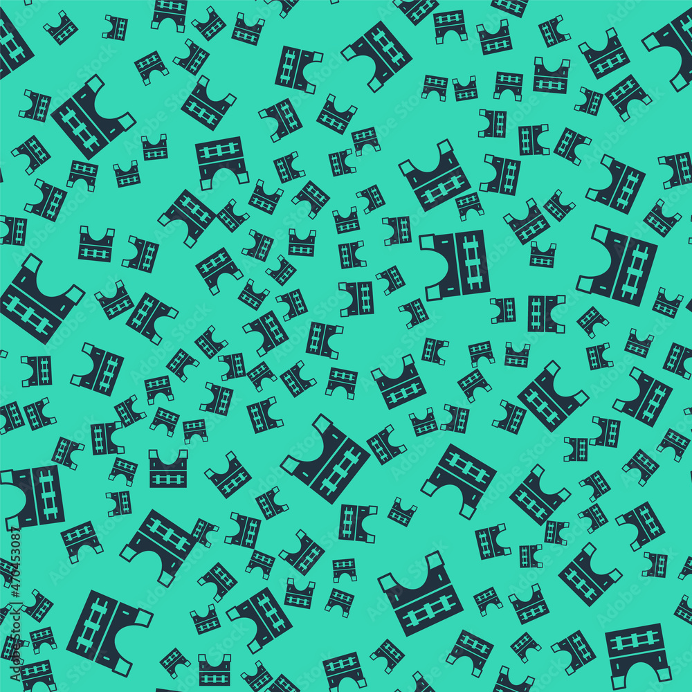 Black Bridge for train icon isolated seamless pattern on green background. Vector Black Bridge for train icon isolated seamless pattern on green background. Vector