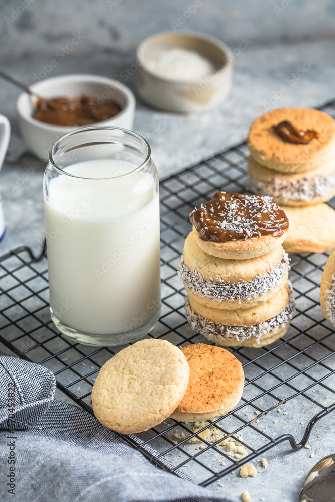 Alfajores: Traditional Peruvian cookies filled with caramel Alfajores: Traditional Peruvian cookies filled with caramel