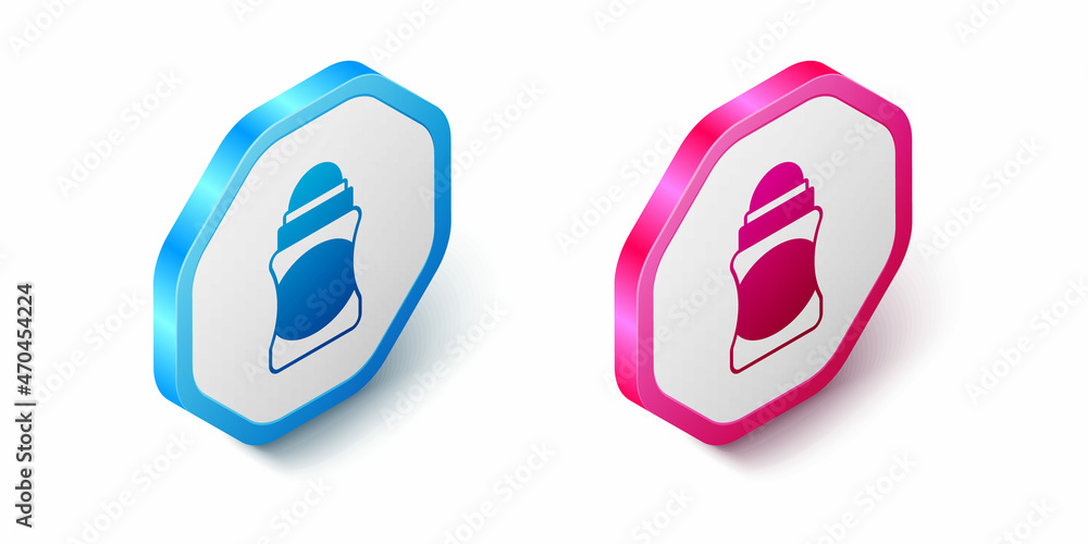 Isometric Antiperspirant deodorant roll icon isolated on white background. Cosmetic for body hygiene. Hexagon button. Vector Isometric Antiperspirant deodorant roll icon isolated on white background. Cosmetic for body hygiene. Hexagon button. Vector