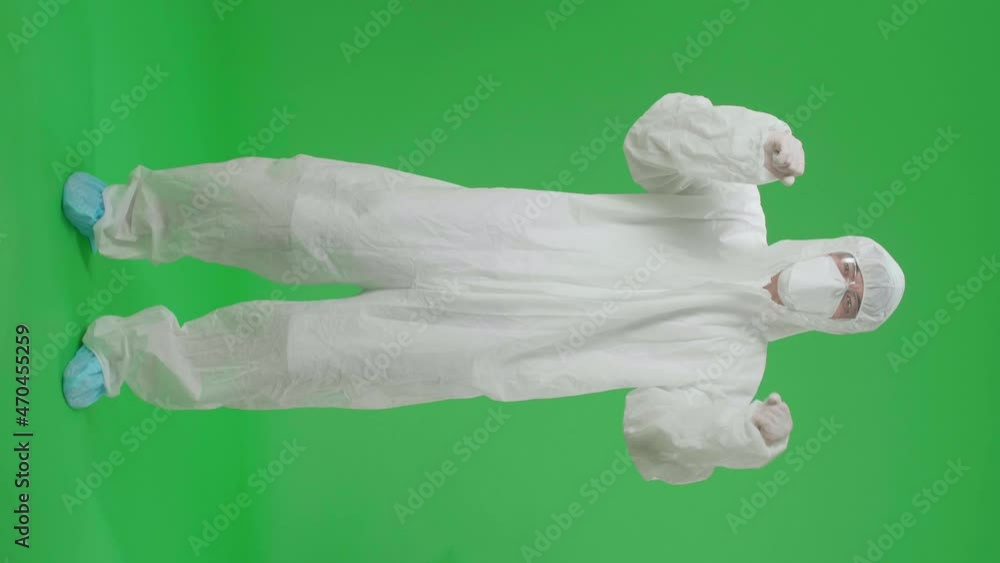 Full Body Of Asian Man Wearing Personal Protective Equipment Uniform Ppe, Medical Face Mask And Celebrating In The Green Screen Studio
Full Body Of Asian Man Wearing Personal Protective Equipment Uniform Ppe, Medical Face Mask And Celebrating In The Green Screen Studio