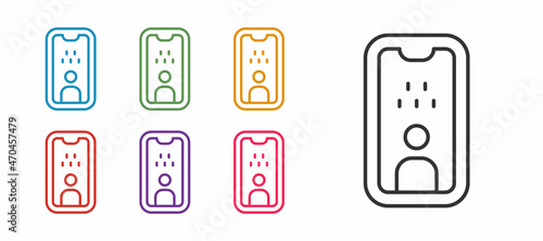 Set line Taxi driver license icon isolated on white background. Set icons colorful. Vector