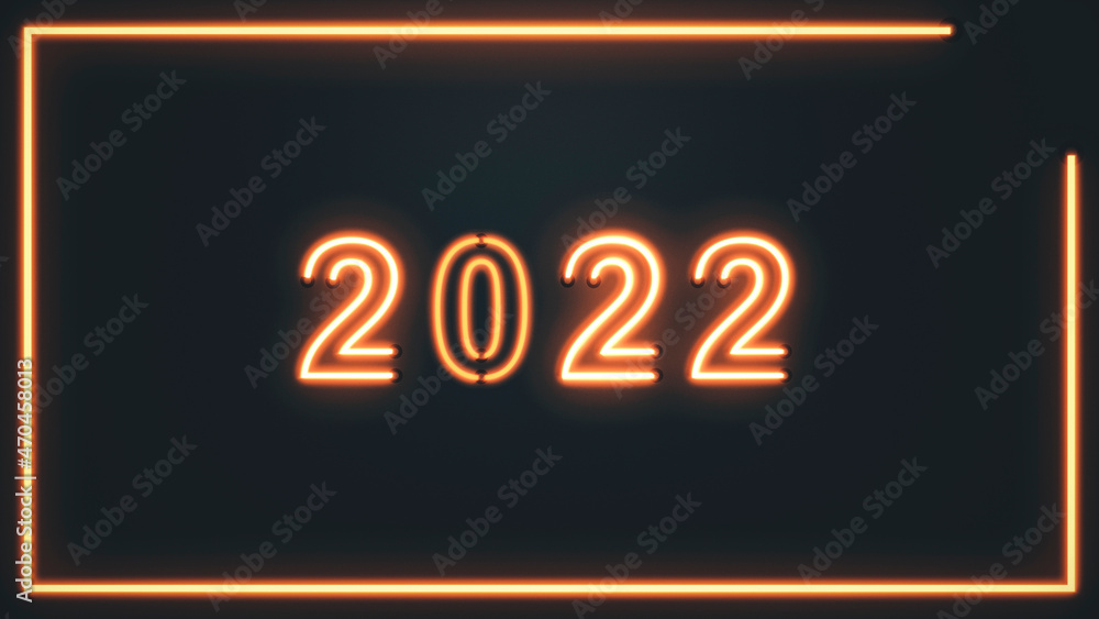 New year 2022 banner with numbers, abstract neon background and texture in a frame New year 2022 banner with numbers, abstract neon background and texture in a frame