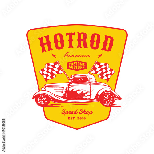 Hot Rods Car Racing Garage Club Logo Badge
