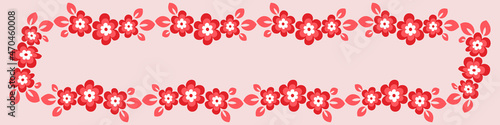 Illustration on a sheet of 4x1 format - stylized flowers with leaves - graphics. Banner for text, gift