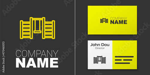Logotype line Wooden Swedish wall icon isolated on grey background. Swedish stairs. Logo design template element. Vector