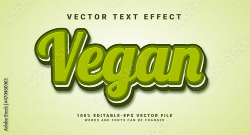Vegan 3D text effect. Editable text style effect suitable for healthy food product needs.
