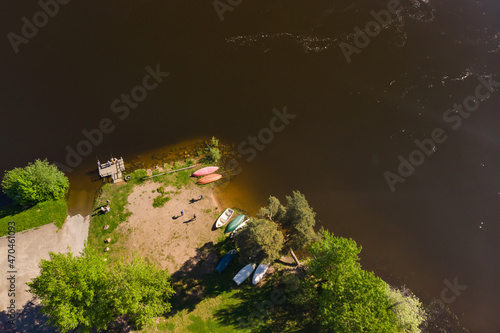 Summer aerial view of Kymijoki river waters in Finland, Kymenlaakso, Kouvola, Koria photo