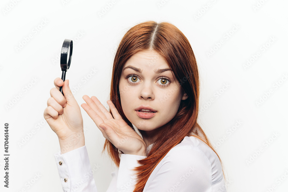 cheerful woman in white shirt pump in hands search tool cheerful woman in white shirt pump in hands search tool
