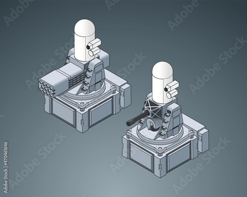 Isometric Illustration, Equipment for Aegis System, Modern Battleship, Phalanx, CIWS, SeaRAM photo