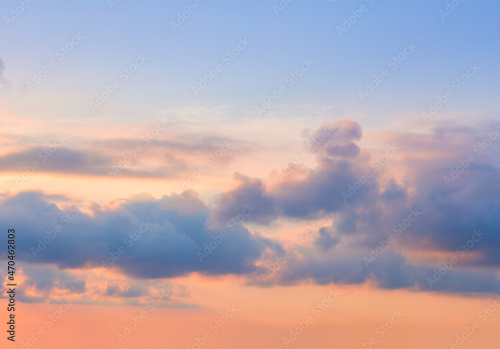 Fototapeta premium Majestic pastel sunrise sundown sky background with dramatic colorful clouds