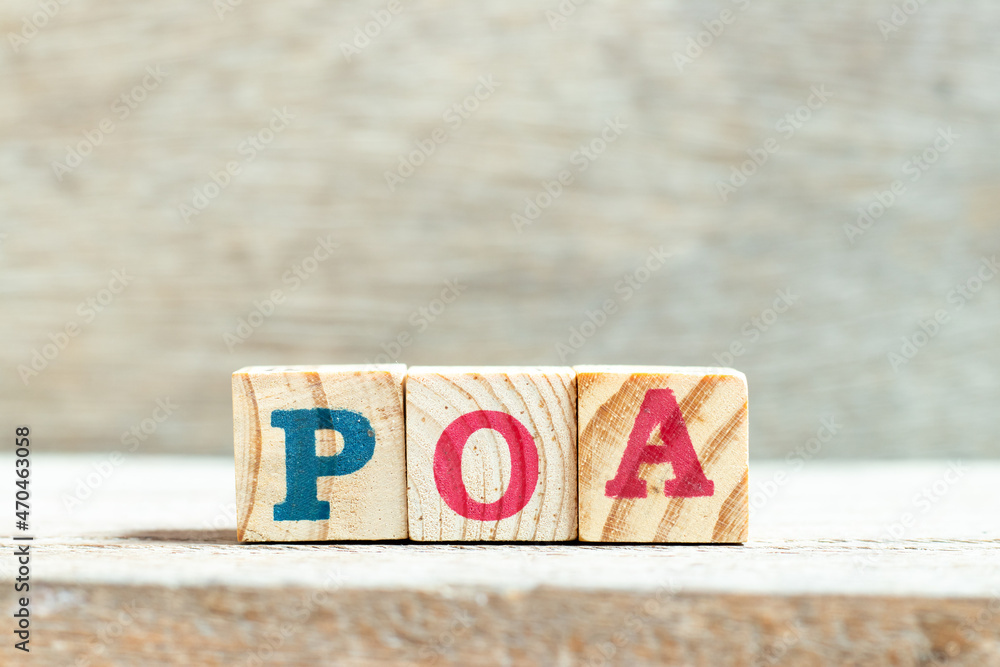 Fotka „Alphabet letter block in word POA (Abbreviation of Plan of