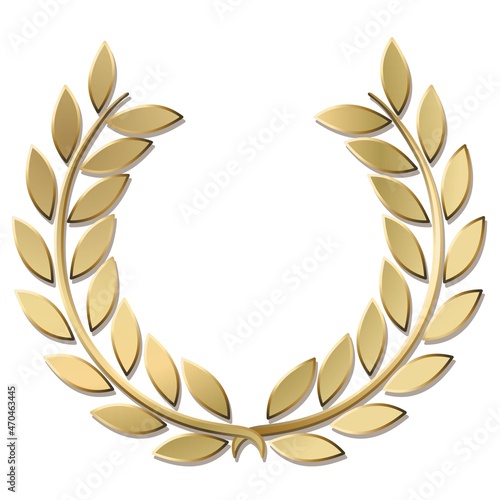 3D gold laurel wreath vector isolated on a white background	
