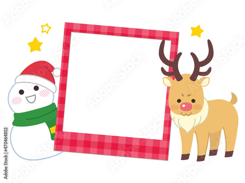 雪だるまと赤鼻のトナカイ　写真フレーム　クリスマス