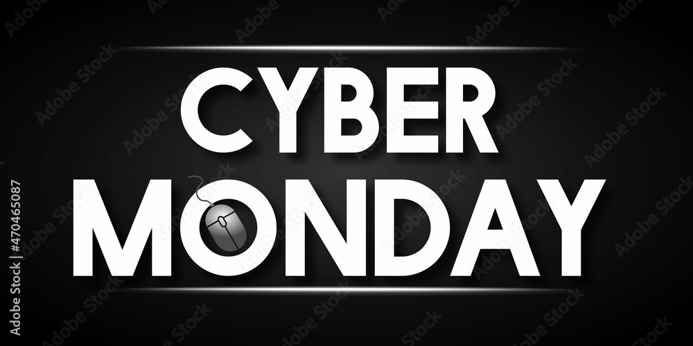 Cyber Monday sale vector illustration. Cyber Monday advertising with mouse.