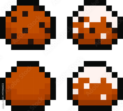 Pixel 8 bit Dutch Oliebol - vector, isolated