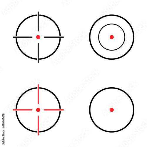Set of Sight gun vector icon. Modern target illustration of crosshair symbol for web design. Cross mark dot