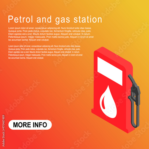 Gas station 3D icon, nozzle isolated logo vector, pump gasoline design, oil power energy symbol