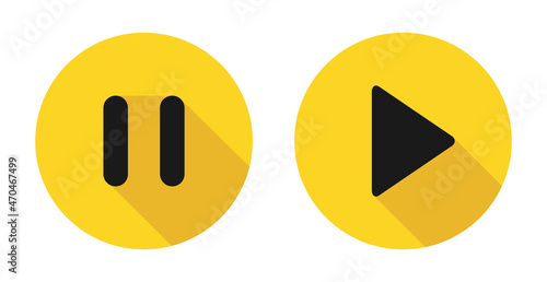 Set of Stop, pause and play icon, interface media button, internet player video symbol, web film audio vector illustration