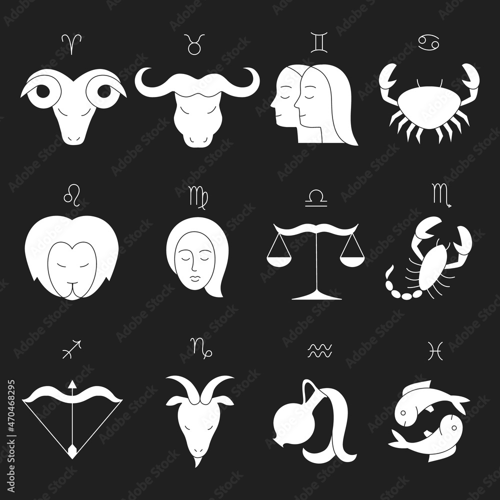 Set of astrological zodiac signs icons. Set of astrological zodiac signs icons.