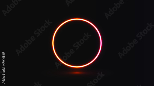 Vector illustration of glowing orange circle with reflection on the ground