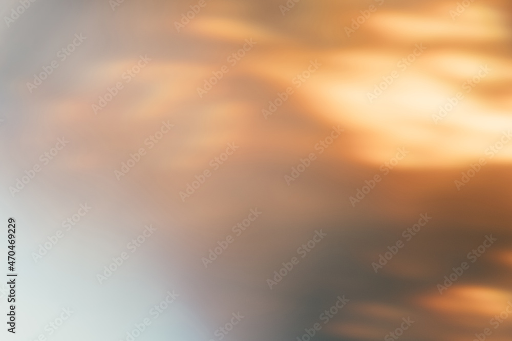 Light flare filter. Blur glow overlay. Sunlight reflection. Bokeh radiance. Defocused orange white color flames texture abstract background. - obrazy, fototapety, plakaty 