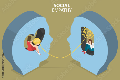 3D Isometric Flat Vector Conceptual Illustration of Social Empathy, People Listen and Support Each Other