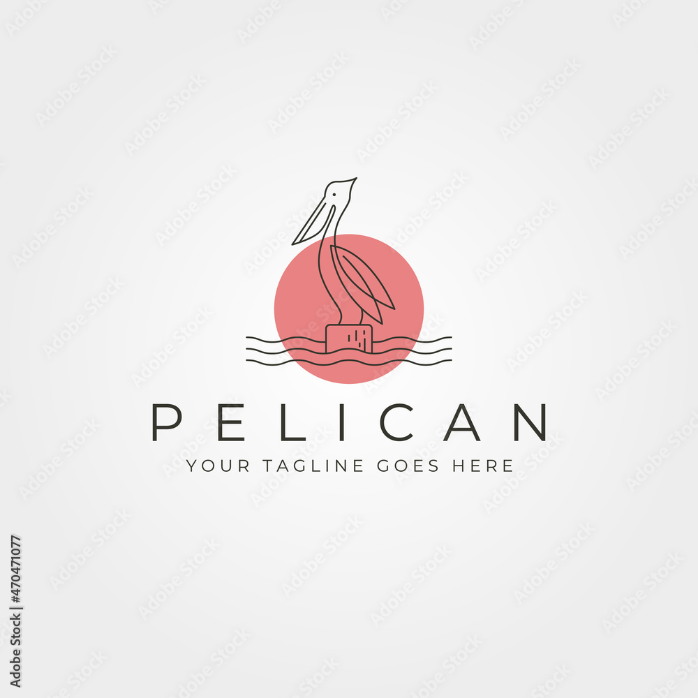 vector of pelican bird line art logo symbol illustration design with ...