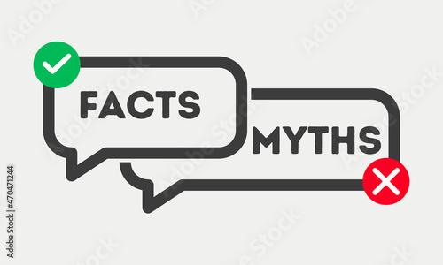 Facts myths vector symbol on white background. Myths facts icon vector color concept