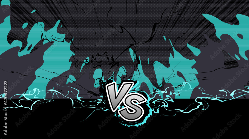 Vs バトルの背景イラスト 対決 黒と水色 16 9 Stock Vector Adobe Stock