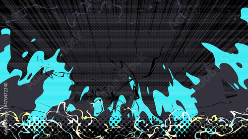 VS_バトルのイメージの背景イラスト_対決_黒と水色_16:9