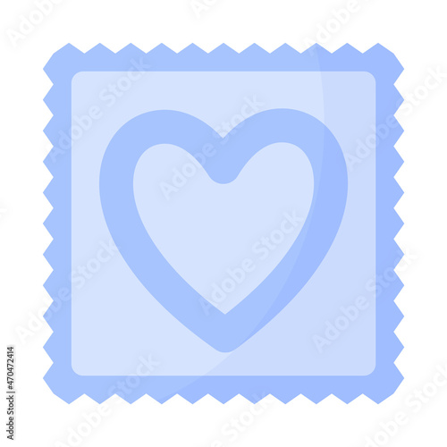 Blue condom packaging design with heart.